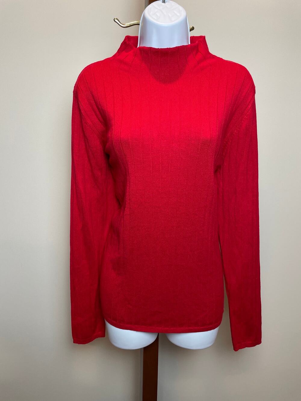 Calvin Klein Ribbed Mock Neck Sweater Red Size XL
